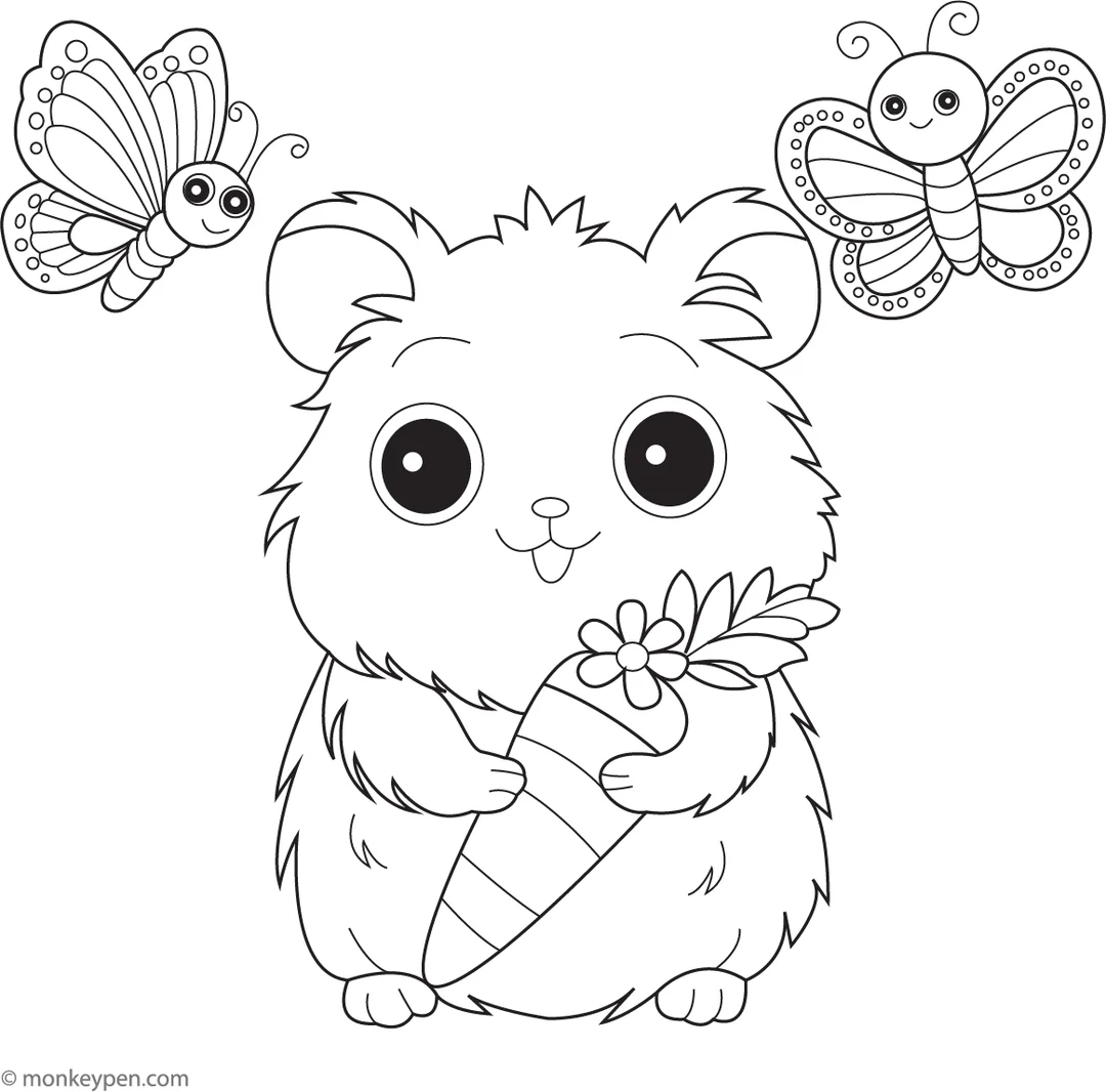 4666 04 Hamster And A Carrot Colouring Page