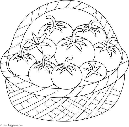 4782 5 Tomato In A Basket Coloring Page