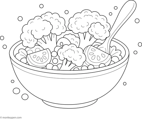 5084 5 Broccoli Salad Coloring Page