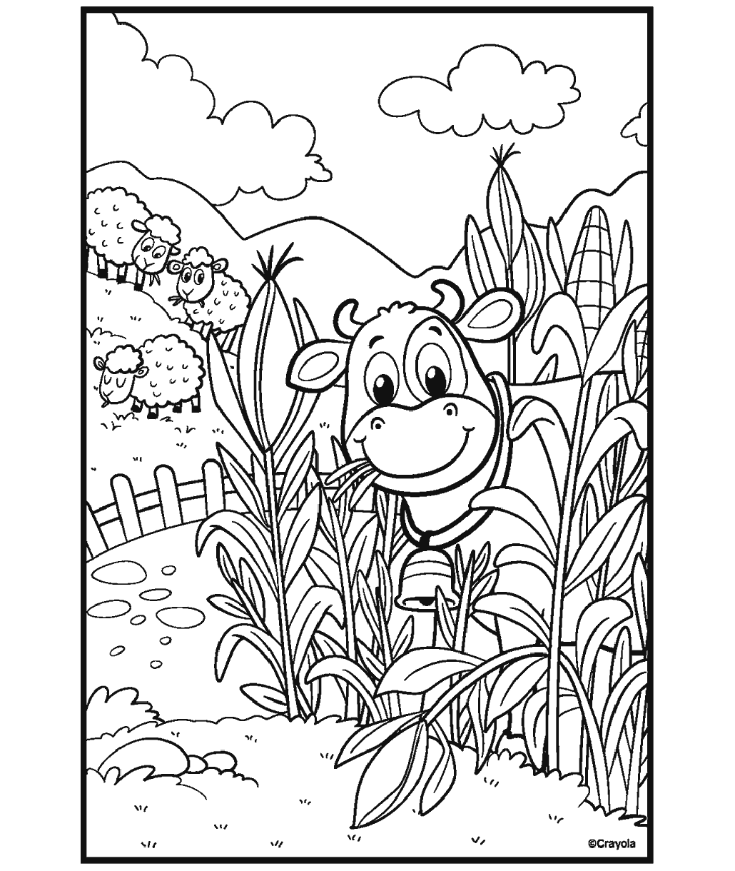 Cow And Sheep Free Coloring Page